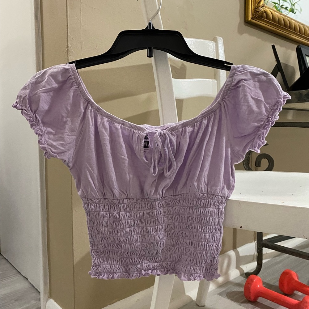 pacsun me to we puff sleeve top in purple